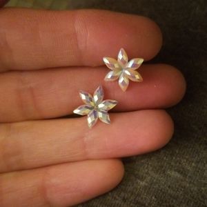 Iridescent sparkle flower earrings